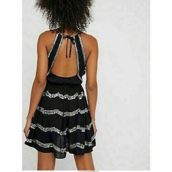 Free People Intimately Make It Rain Sequin mini dress tie back full skirt silver - Picture 3 of 15